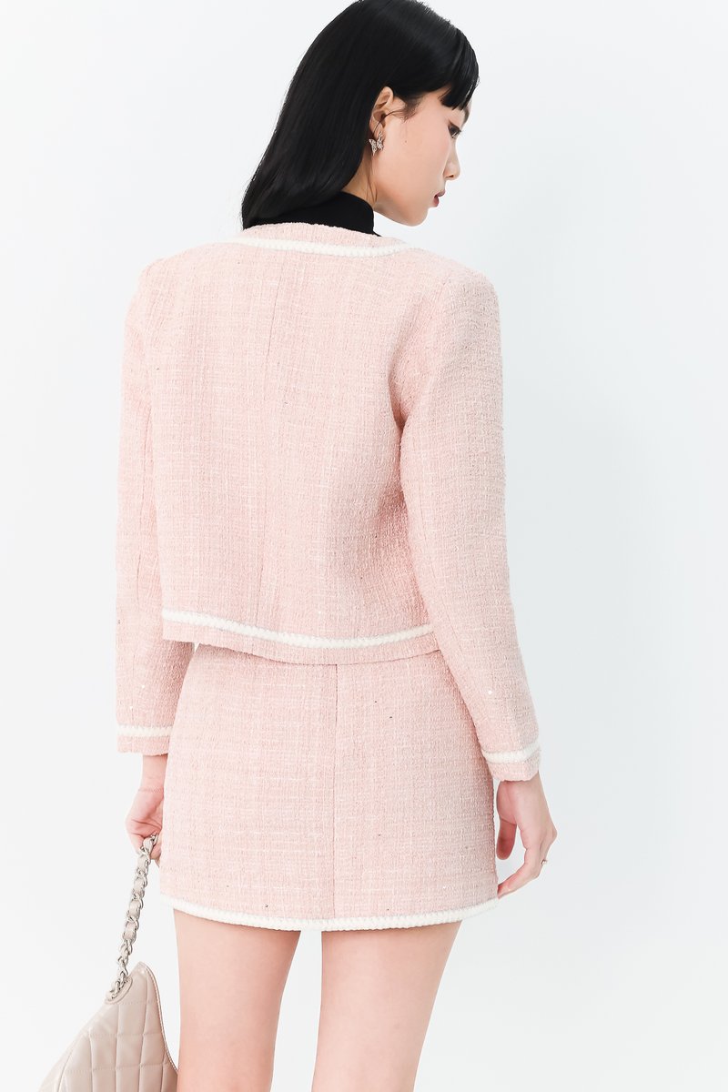 Tabina Tweed Co-ord Jacket in Pink Tabina Tweed Co-ord Jacket in Pink