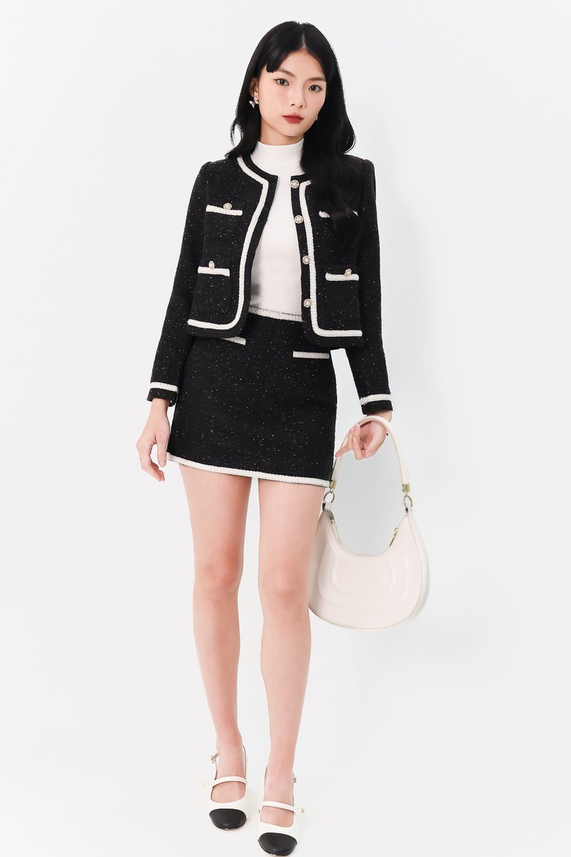 Tabina Tweed Co-ord Jacket in Black