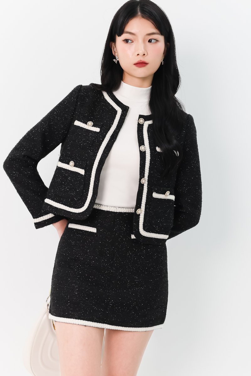 Tabina Tweed Co-ord Jacket in Black