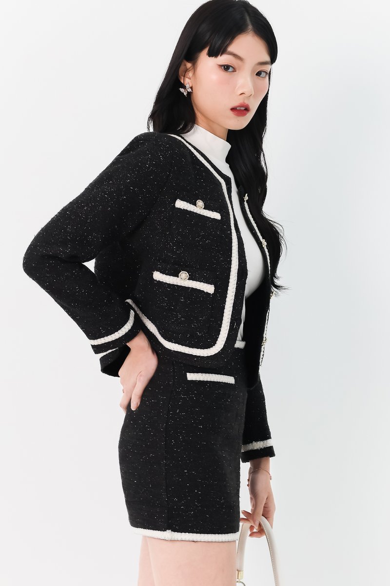 Tabina Tweed Co-ord Jacket in Black