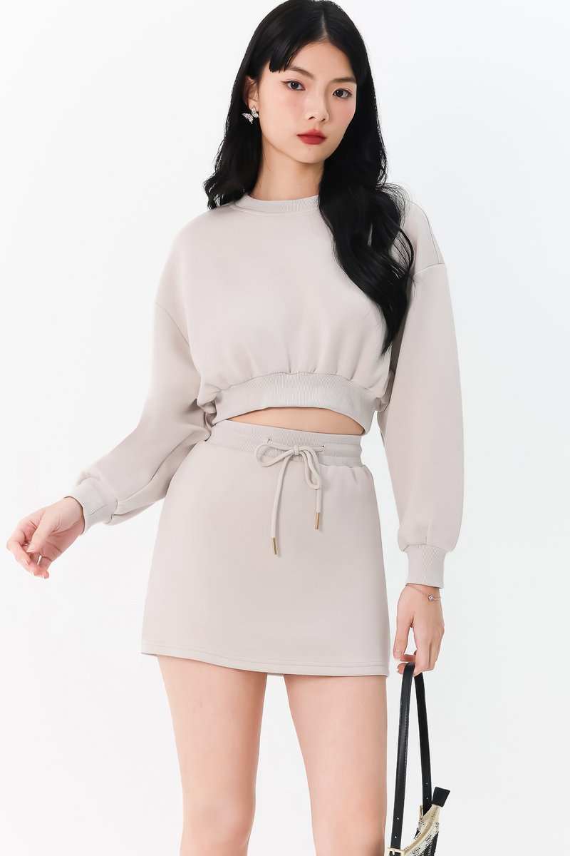 Cae Co-ord Pullover Top in Light Grey