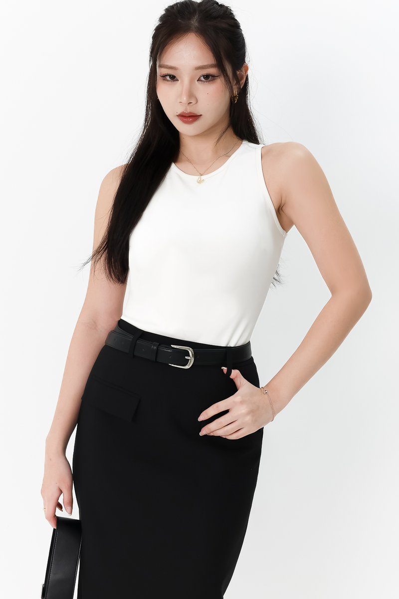 Ber Basic Racer Padded Tank in White Ber Basic Racer Padded Tank in White