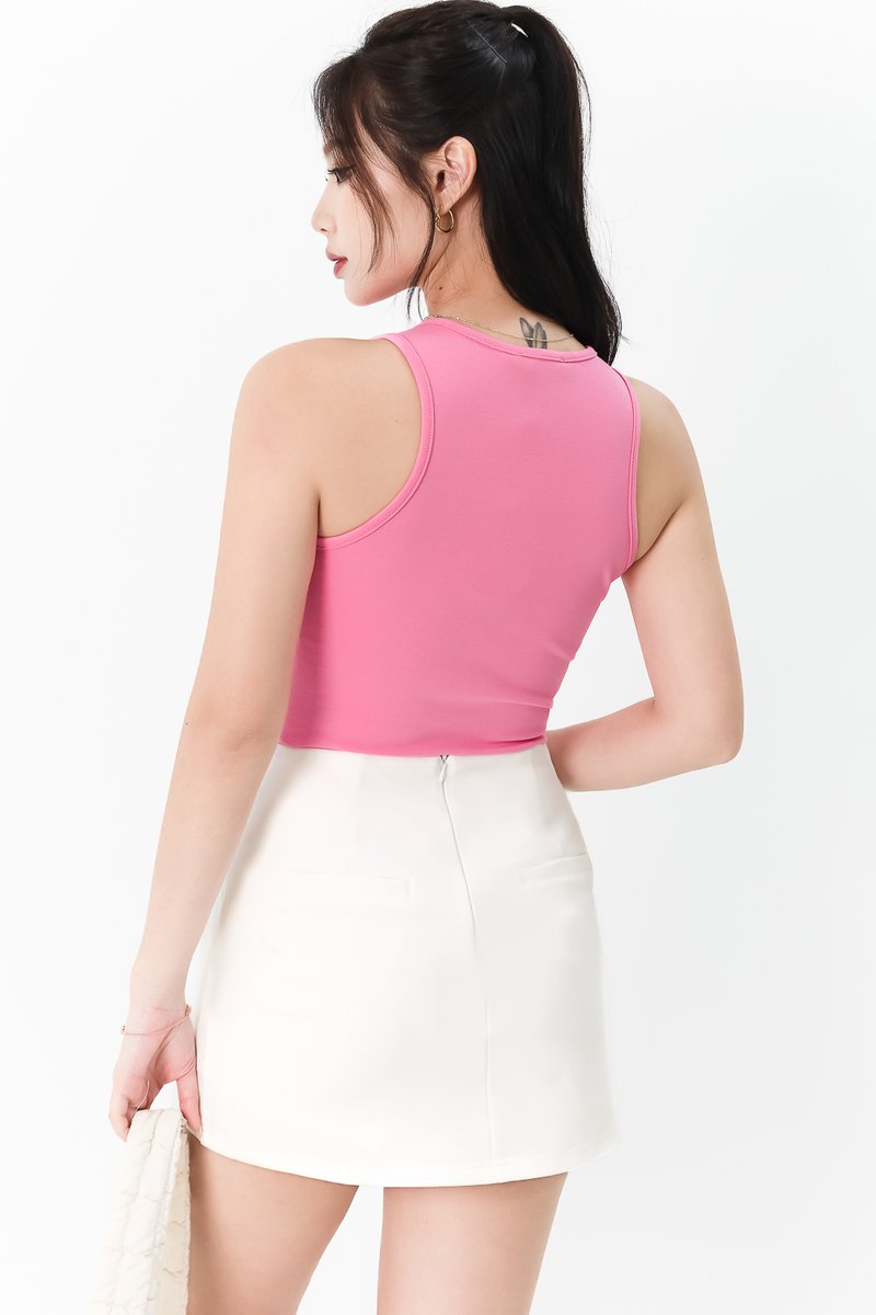 Ber Basic Racer Padded Tank in Barbie Pink
