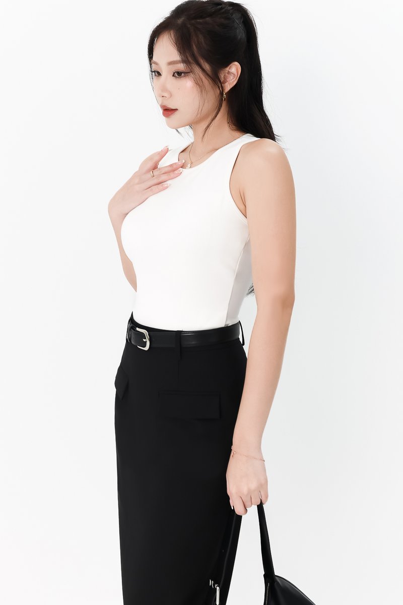 Ber Basic Racer Padded Tank in White Ber Basic Racer Padded Tank in White