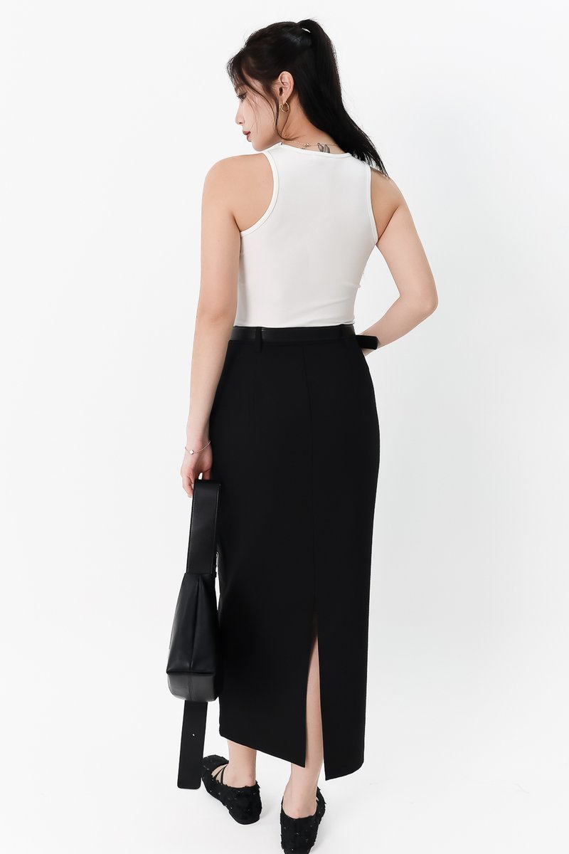 Bran Belted Midaxi Skirt in Black