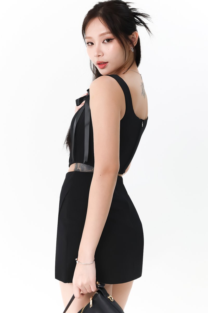 Calista Co-ord Overlap Skorts in Black