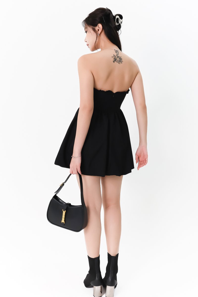 Camryn Corset Romper Dress in Black