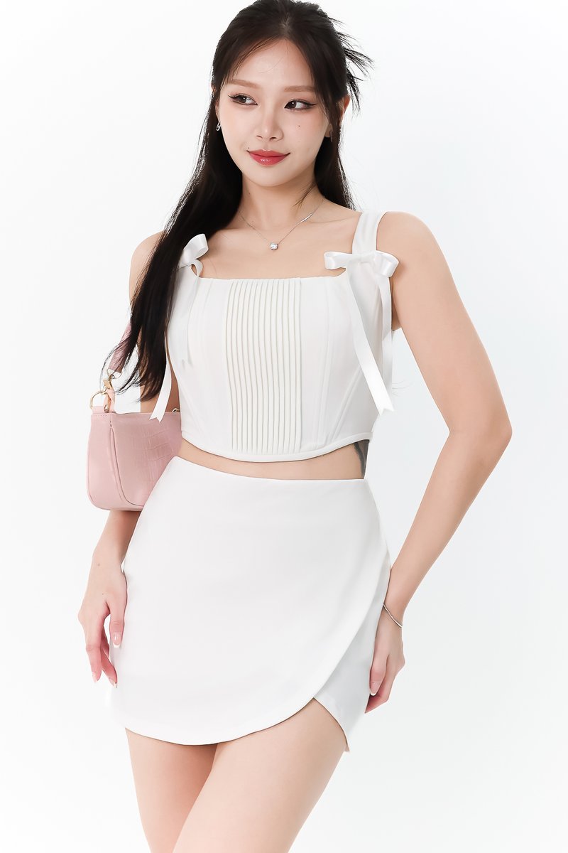 Calista Co-ord Pleated Top in White