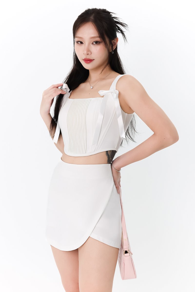 Calista Co-ord Pleated Top in White