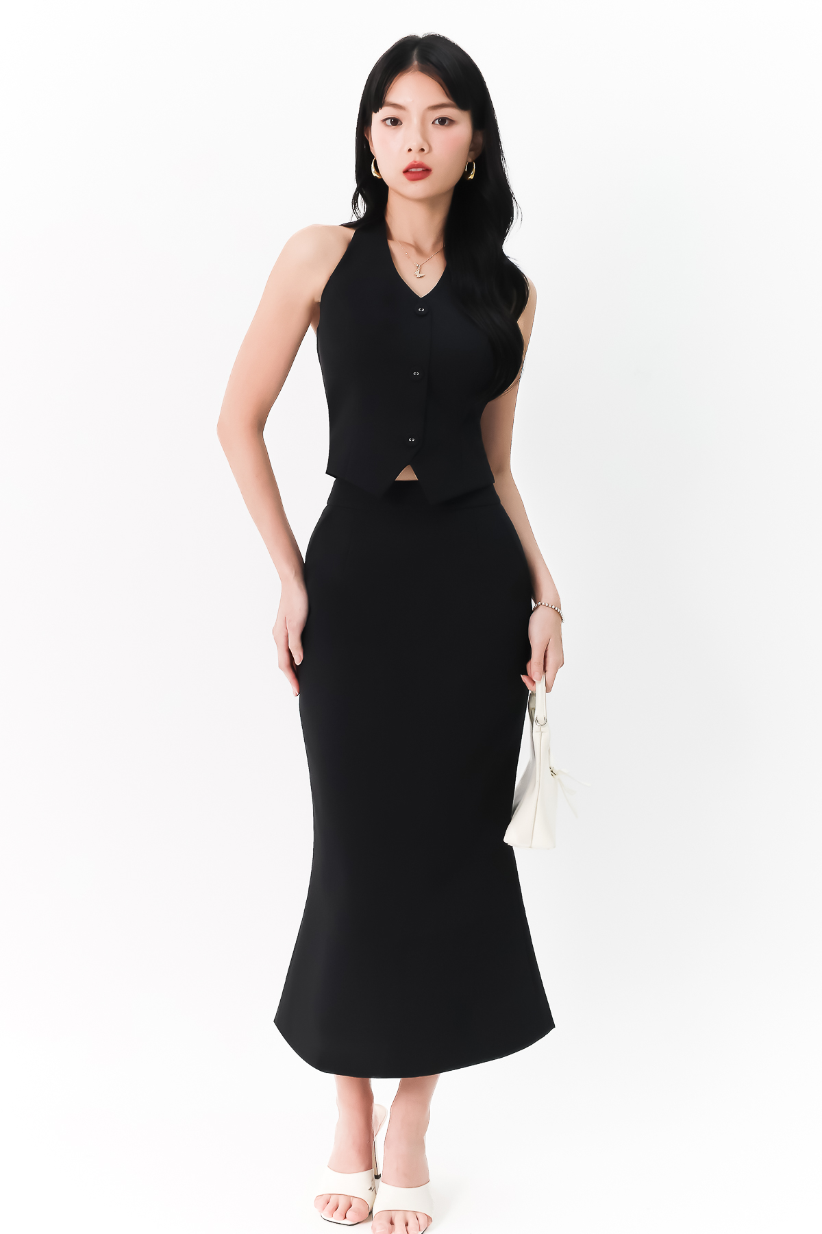 black dressy vest top