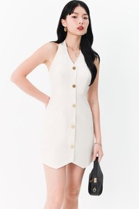 Vel Vest Romper Dress in White Vel Vest Romper Dress in White