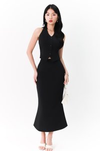 Carel Co-ord Vest Padded Set in Black 