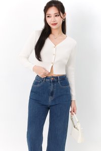 DEFECT | Brie Button Knit Cardigan in White in XL