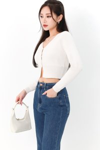 DEFECT | Brie Button Knit Cardigan in White in XL