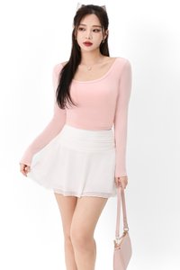 Leria Low Back Sleeve Top in Pastel Pink