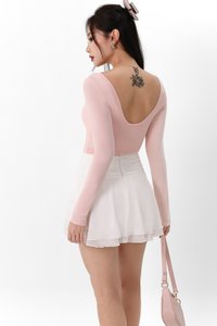 Leria Low Back Sleeve Top in Pastel Pink
