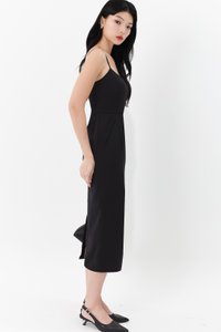 DEFECT | Prestine Pleat Midi Dress in Black in XXS
