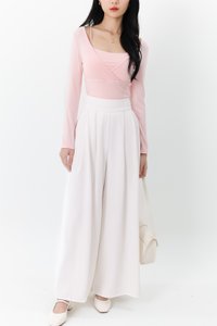DEFECT | Fannie Flare Pleated Pants in White ( Regular Length ) in XXS