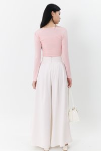DEFECT | Fannie Flare Pleated Pants in White ( Regular Length ) in XXS