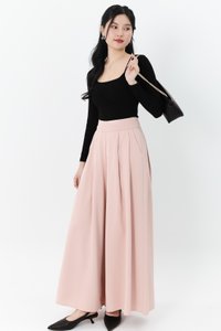 Fannie Flare Pleated Pants in Nude Pink ( Regular Length )
