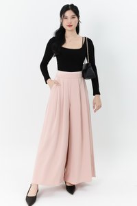 Fannie Flare Pleated Pants in Nude Pink ( Regular Length )