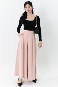 Fannie Flare Pleated Pants in Nude Pink ( Regular Length )