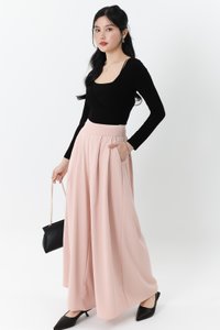 Fannie Flare Pleated Pants in Nude Pink ( Regular Length )