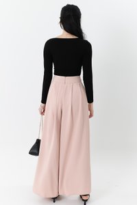 Fannie Flare Pleated Pants in Nude Pink ( Regular Length )