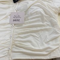 DEFECT | Sienna Sleeved Padded Top in White in M DEFECT | Sienna Sleeved Padded Top in White in M