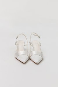 DEFECT | Sherrin Satin Slingback Heels in White in 38