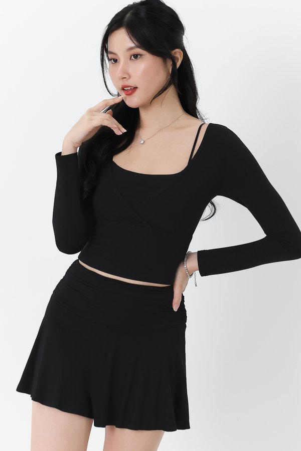 BACKORDER | Lara Layered Sleeved Co-ord Set in Black