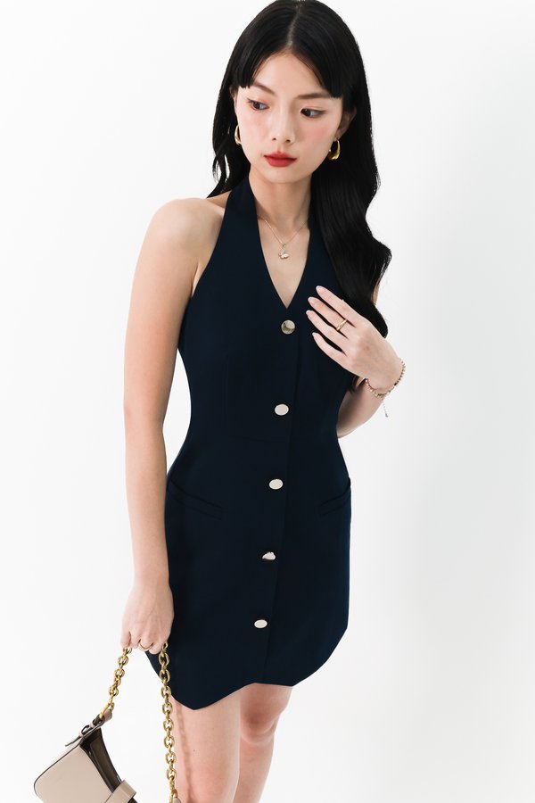 Vel Vest Romper Dress in Midnight