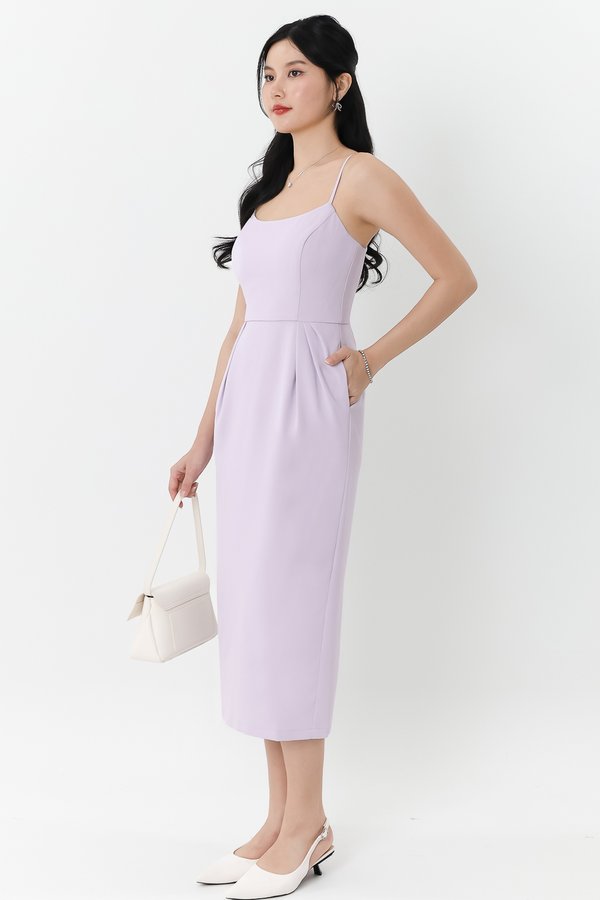 DEFECT | Prestine Pleat Midi Dress in Lilac in L