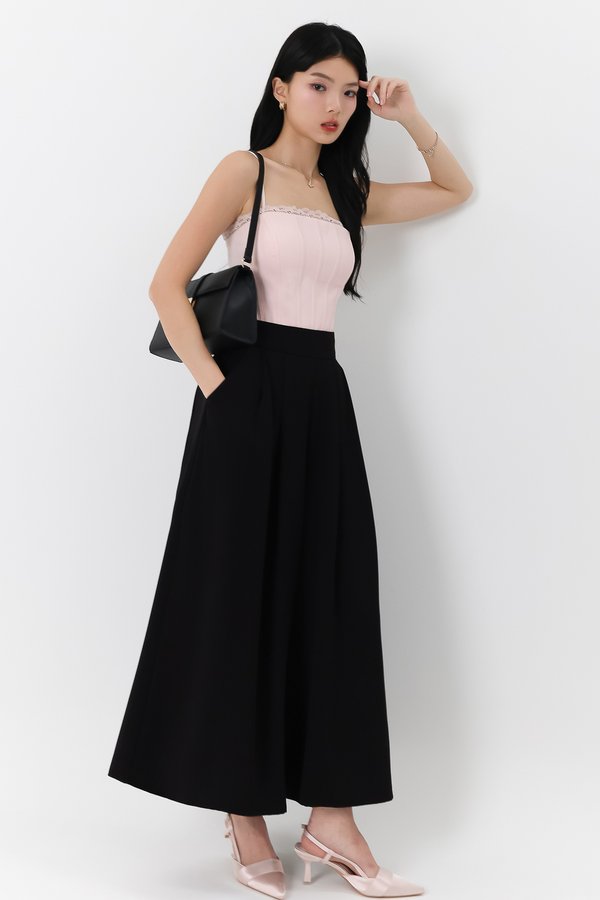 SHOWROOM EXCLUSIVE | Fannie Flare Pleated Pants in Black ( Petite Length )