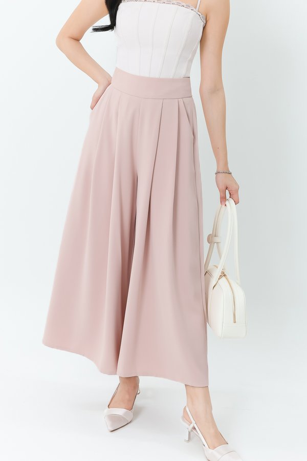 Fannie Flare Pleated Pants in Nude Pink ( Petite Length )