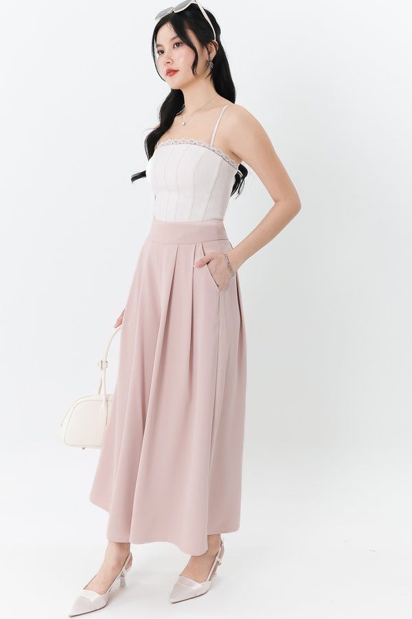 DEFECT | Fannie Flare Pleated Pants in Nude Pink ( Petite Length ) in S