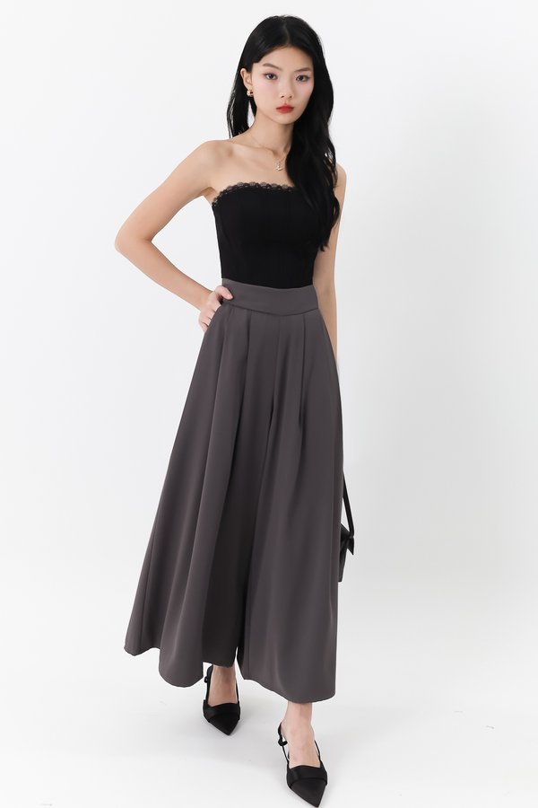 SHOWROOM EXCLUSIVE | Fannie Flare Pleated Pants in Dark Grey ( Petite Length )