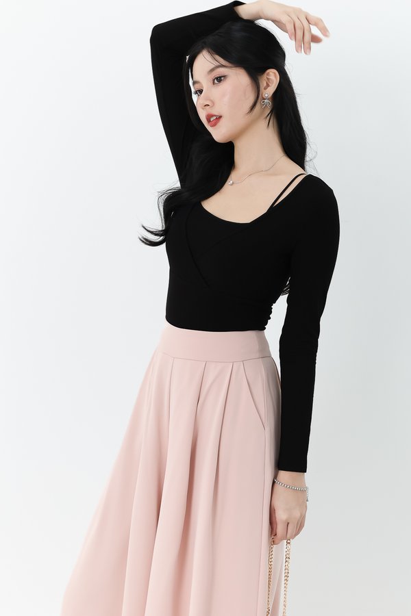 Lara Layered Sleeved Co-ord Top in Black