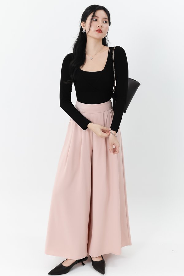 Fannie Flare Pleated Pants in Nude Pink ( Regular Length )