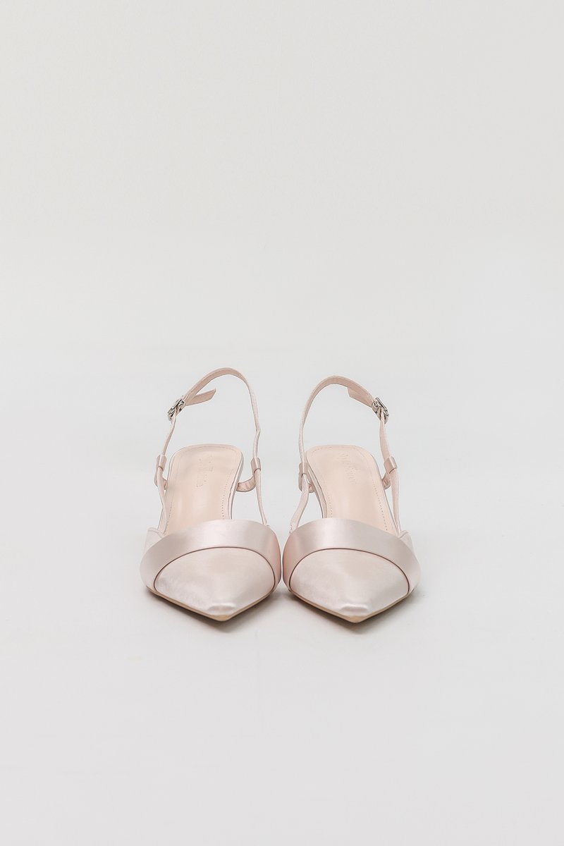 Sherrin Satin Slingback Heels in Light Pink