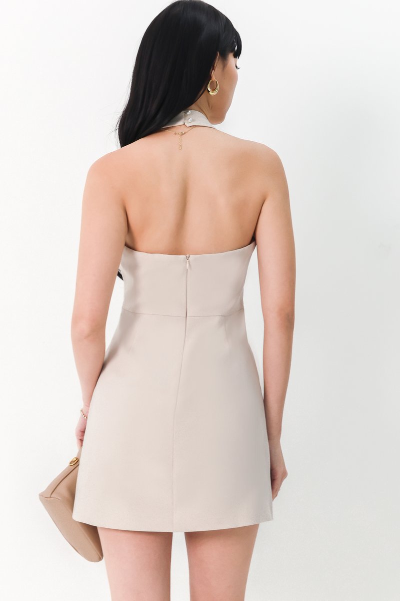 Vel Vest Romper Dress in Oat Nude