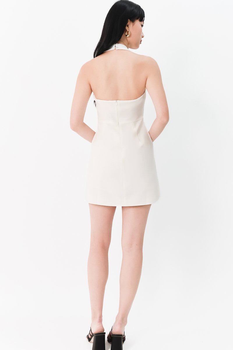 Vel Vest Romper Dress in White