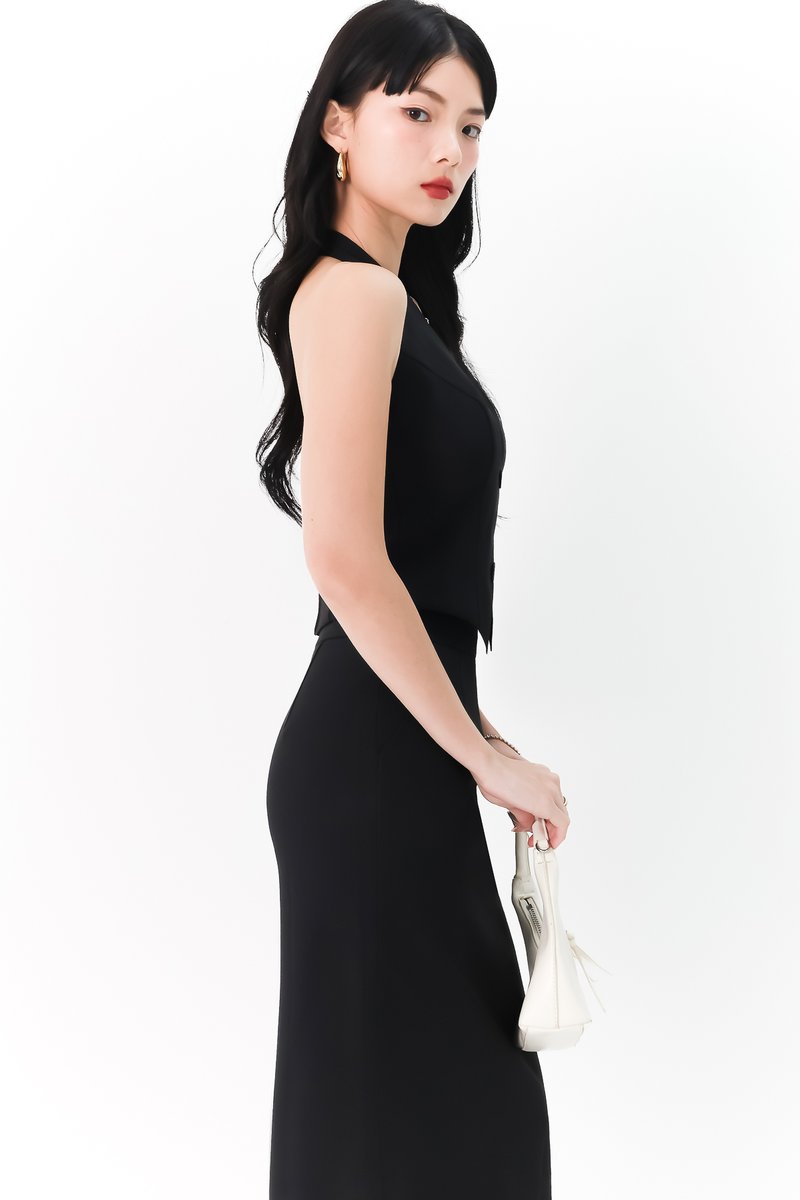 Carel Co-ord Vest Padded Set in Black 