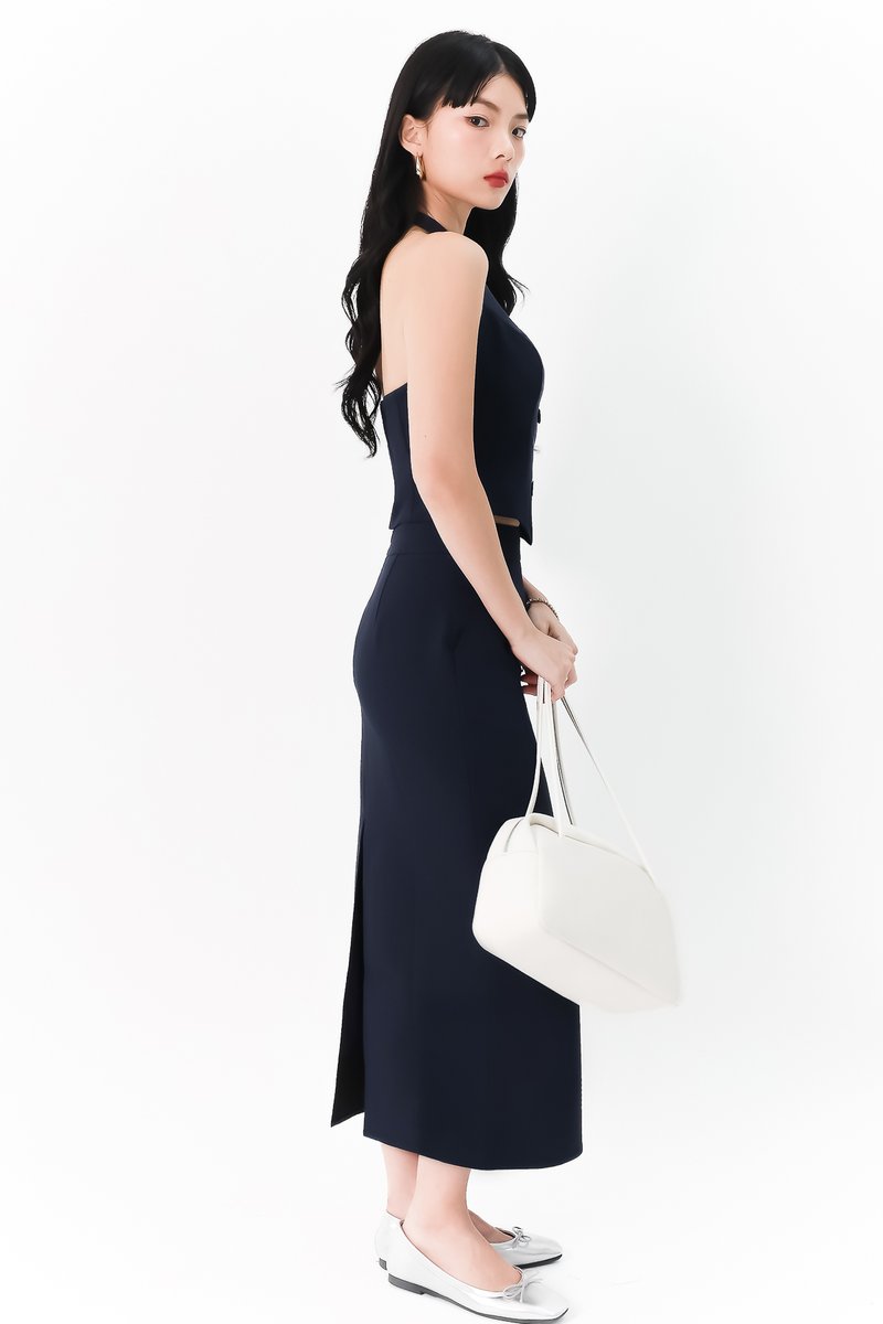 Carel Co-ord Vest Padded Set in Midnight