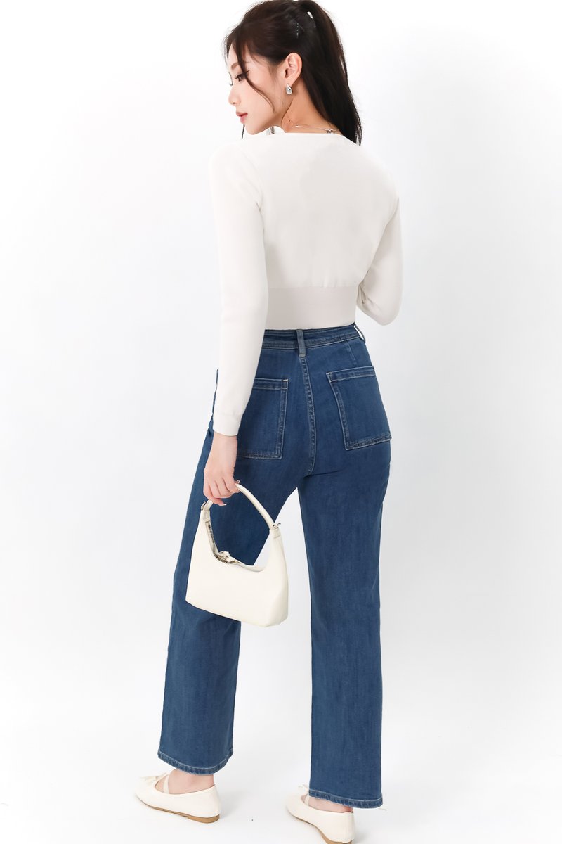 DEFECT | Brie Button Knit Cardigan in White in XL