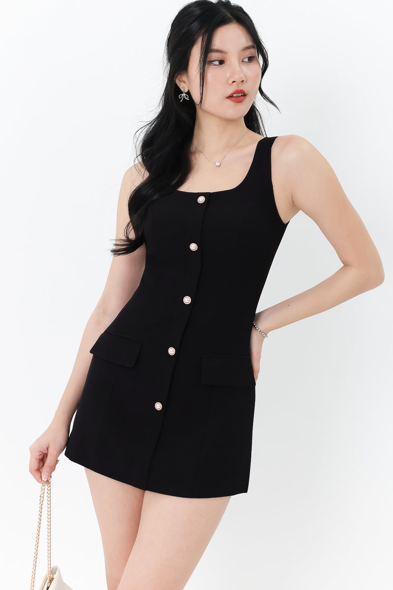 Pearie Pearl Romper Dress V1 in Black