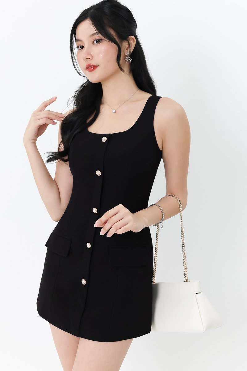 Pearie Pearl Romper Dress V1 in Black