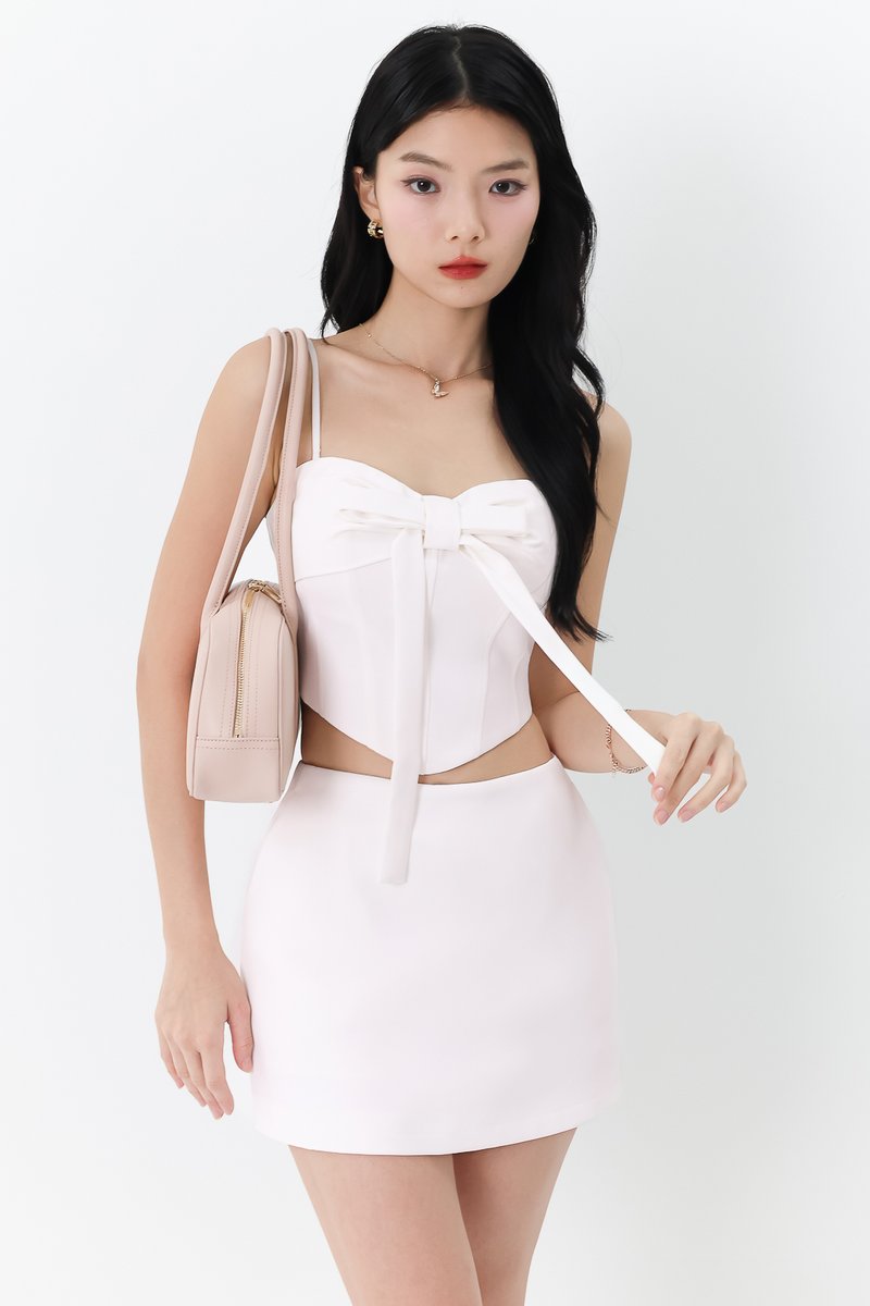 DEFECTS | Caroline Co-ord Ribbon Top in White in L