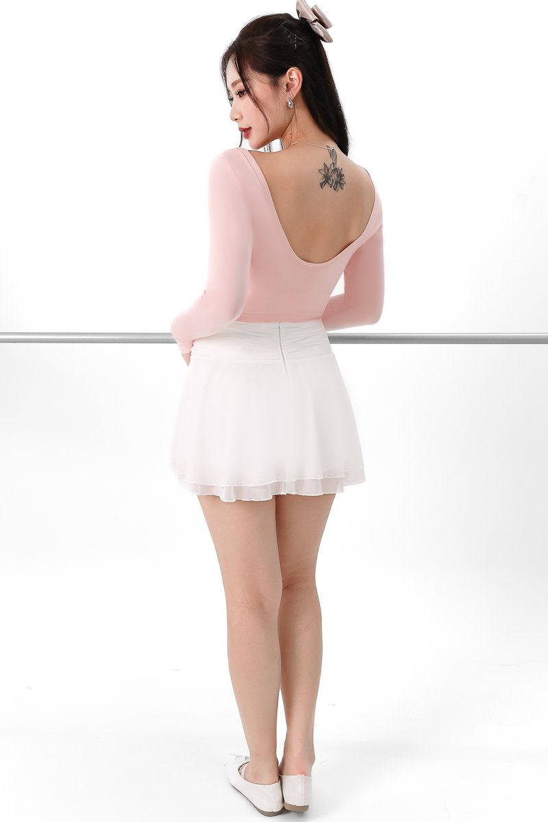Leria Low Back Sleeve Top in Pastel Pink