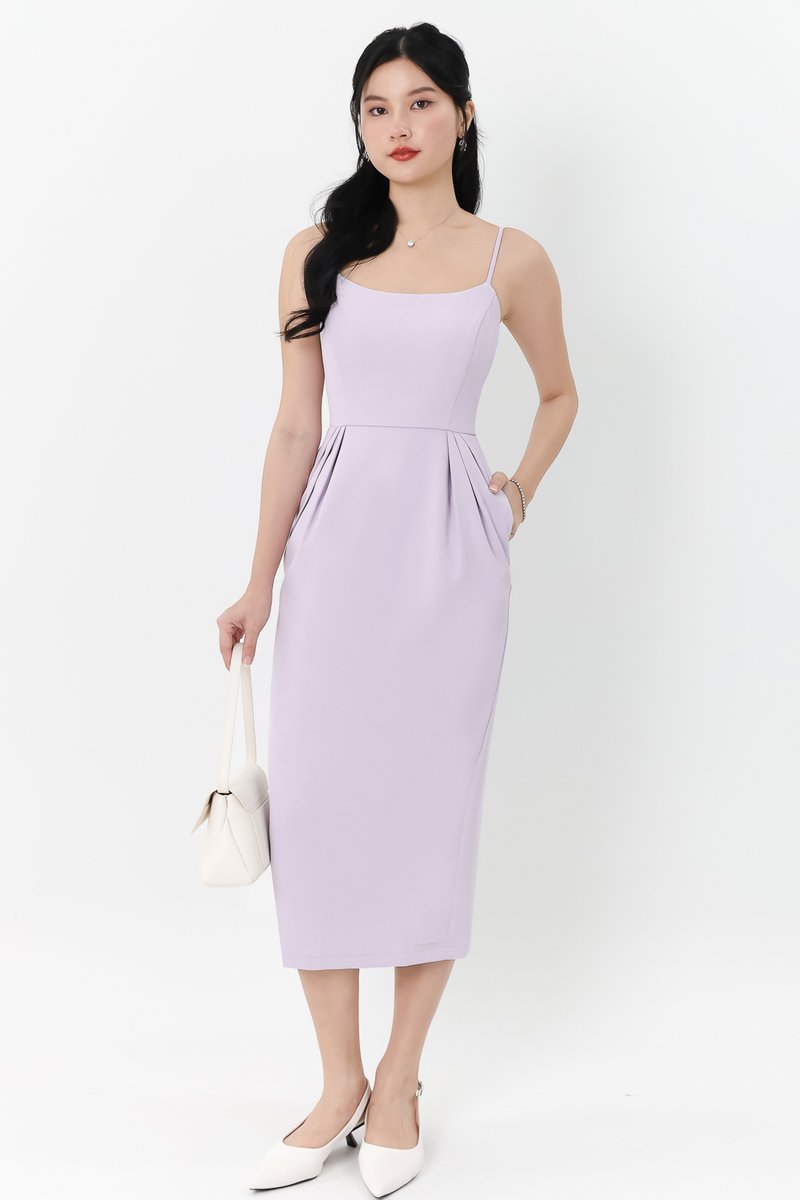 Prestine Pleat Midi Dress in Lilac Prestine Pleat Midi Dress in Lilac